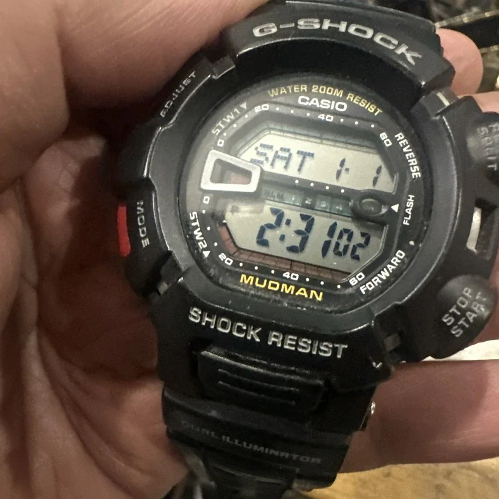 Working VTG Casio G-Shock Mudman G-9000 46mm Digital Mens Watch-EVERYTHING WORKS
